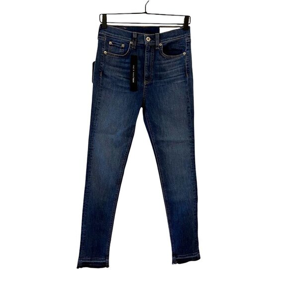 Rag & Bone Womens Ankle Slim Skinny Jeans Blue High Rise Pockets Denim 28 New - Picture 1 of 12